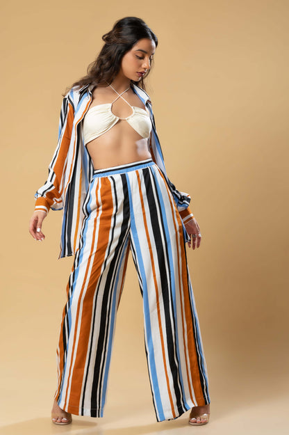 Blue, White & Yellow Stripe Co-Ord Set