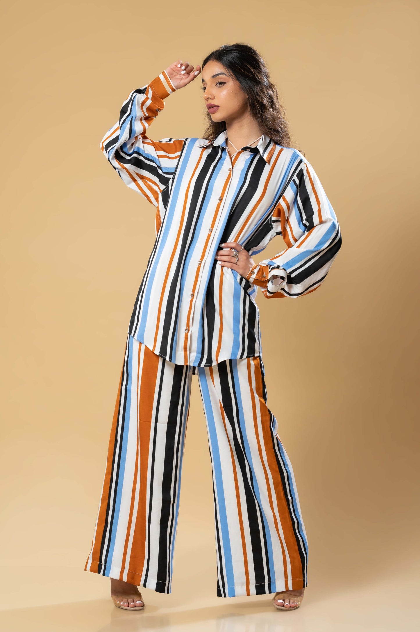 Blue, White & Yellow Stripe Co-Ord Set