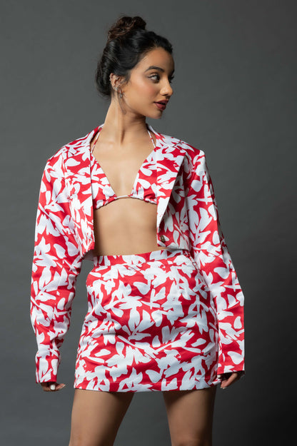 White on Red Floral Co-Ord Set
