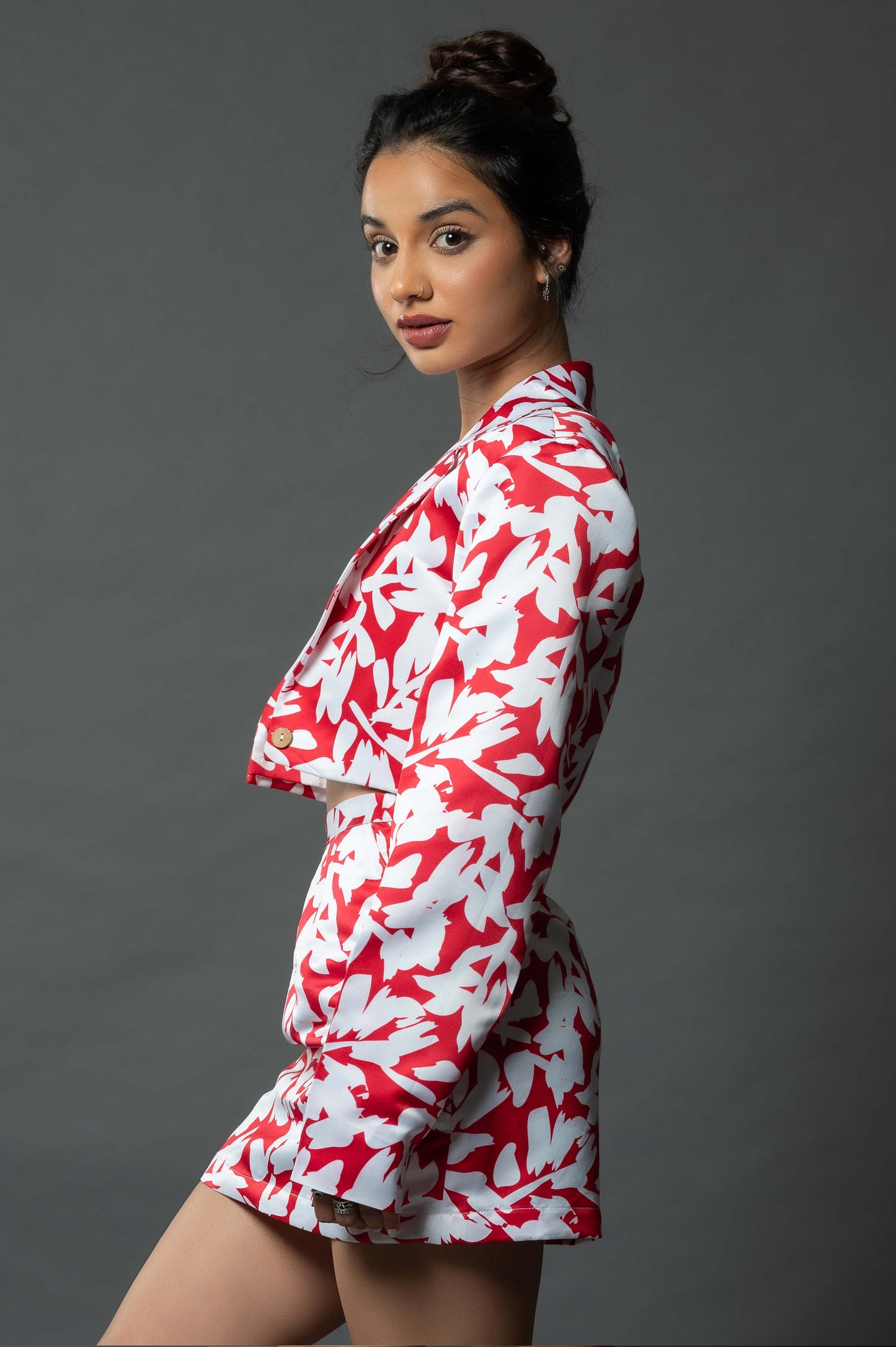 White on Red Floral Co-Ord Set
